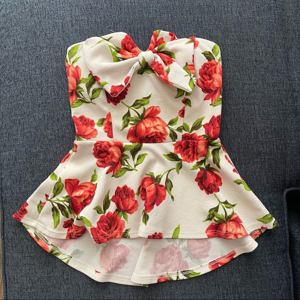 Floral strapless top